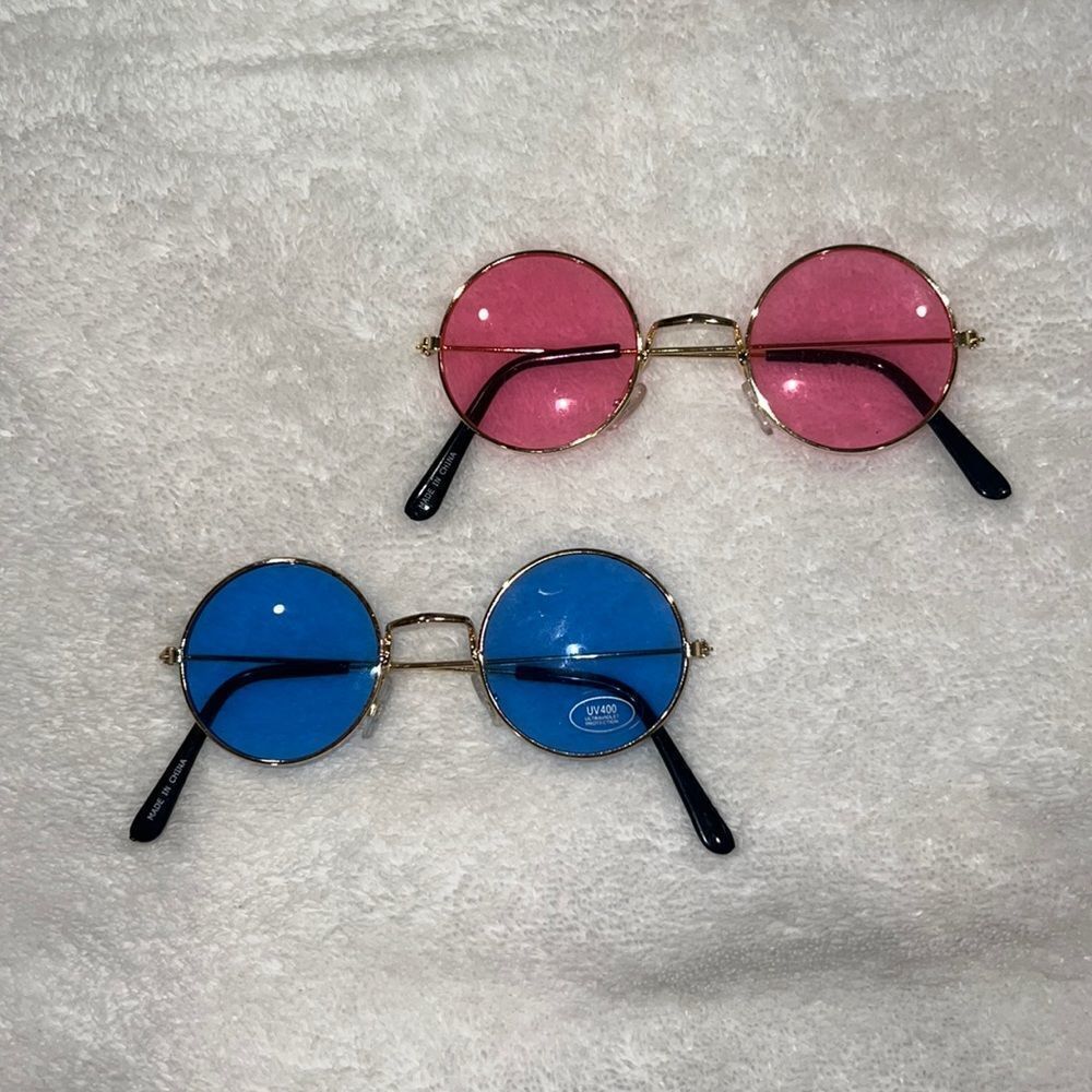 Pink and blue round glasses with gold rims TWO PAIRS BUNDLE